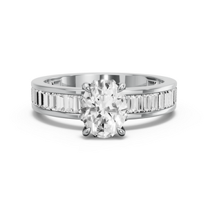 Image for Oval Lotus Basket Ring with Baguette Channel band