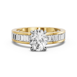 Image for Oval Lotus Basket Ring with Baguette Channel band