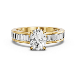 Image for Oval Lotus Basket Ring with Baguette Channel band