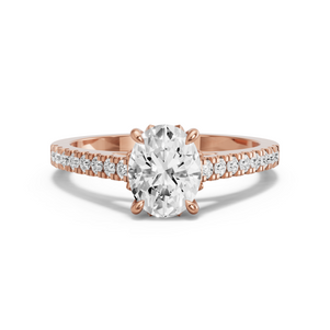 Image for Oval Lotus Basket Ring with Cathedral Pave band