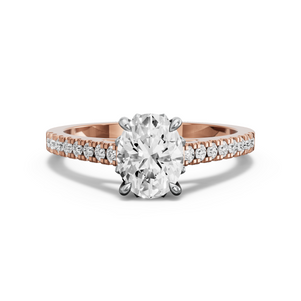 Image for Oval Lotus Basket Ring with Cathedral Pave band