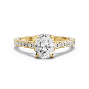 Image for Oval Lotus Basket Ring with Cathedral Pave band