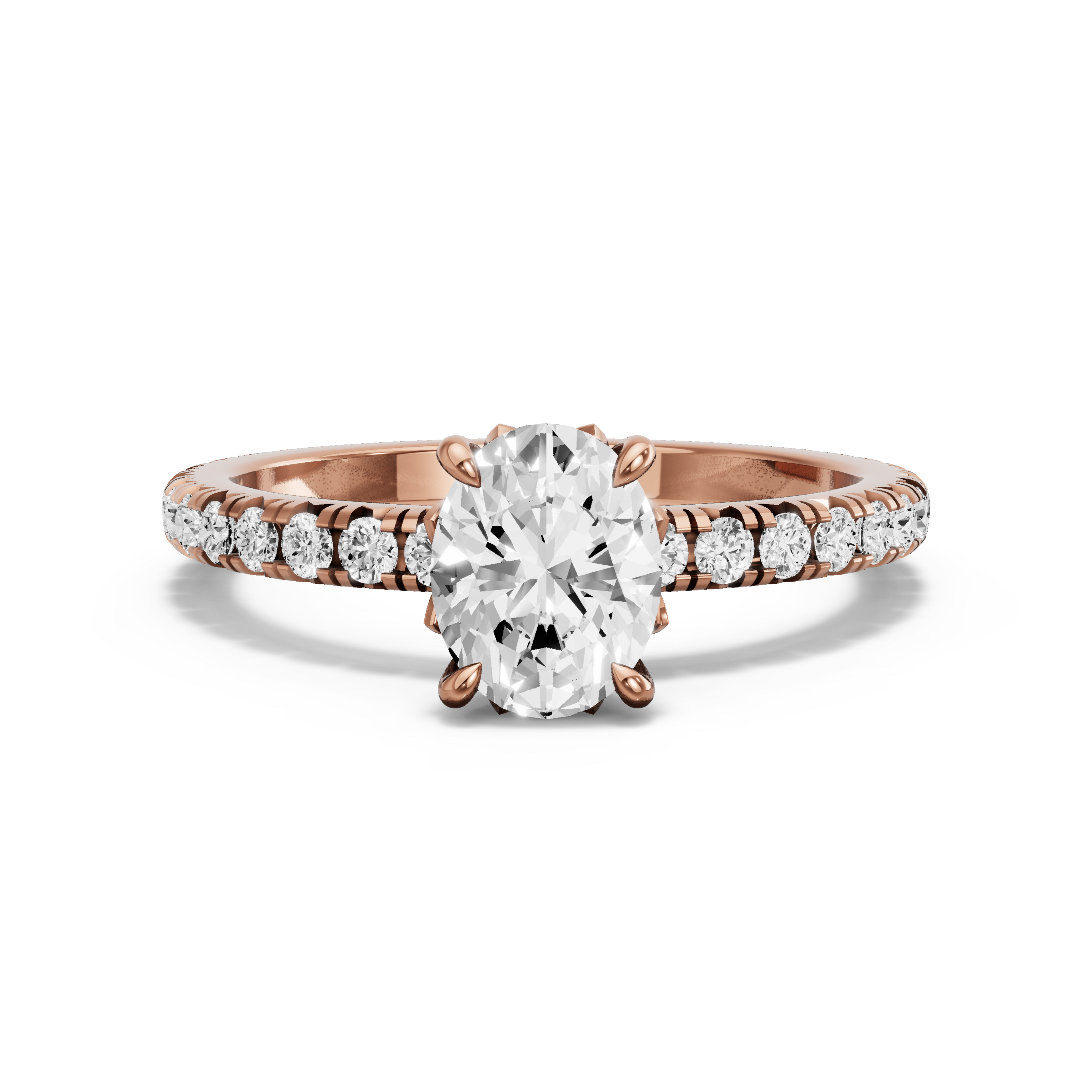 Image for Oval Lotus Basket Ring with French Pave band