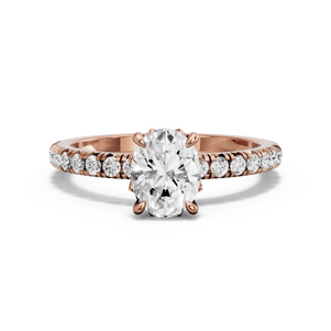 Image for Oval Lotus Basket Ring with French Pave band