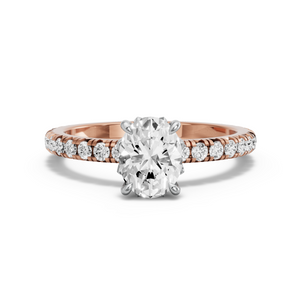 Image for Oval Lotus Basket Ring with French Pave band
