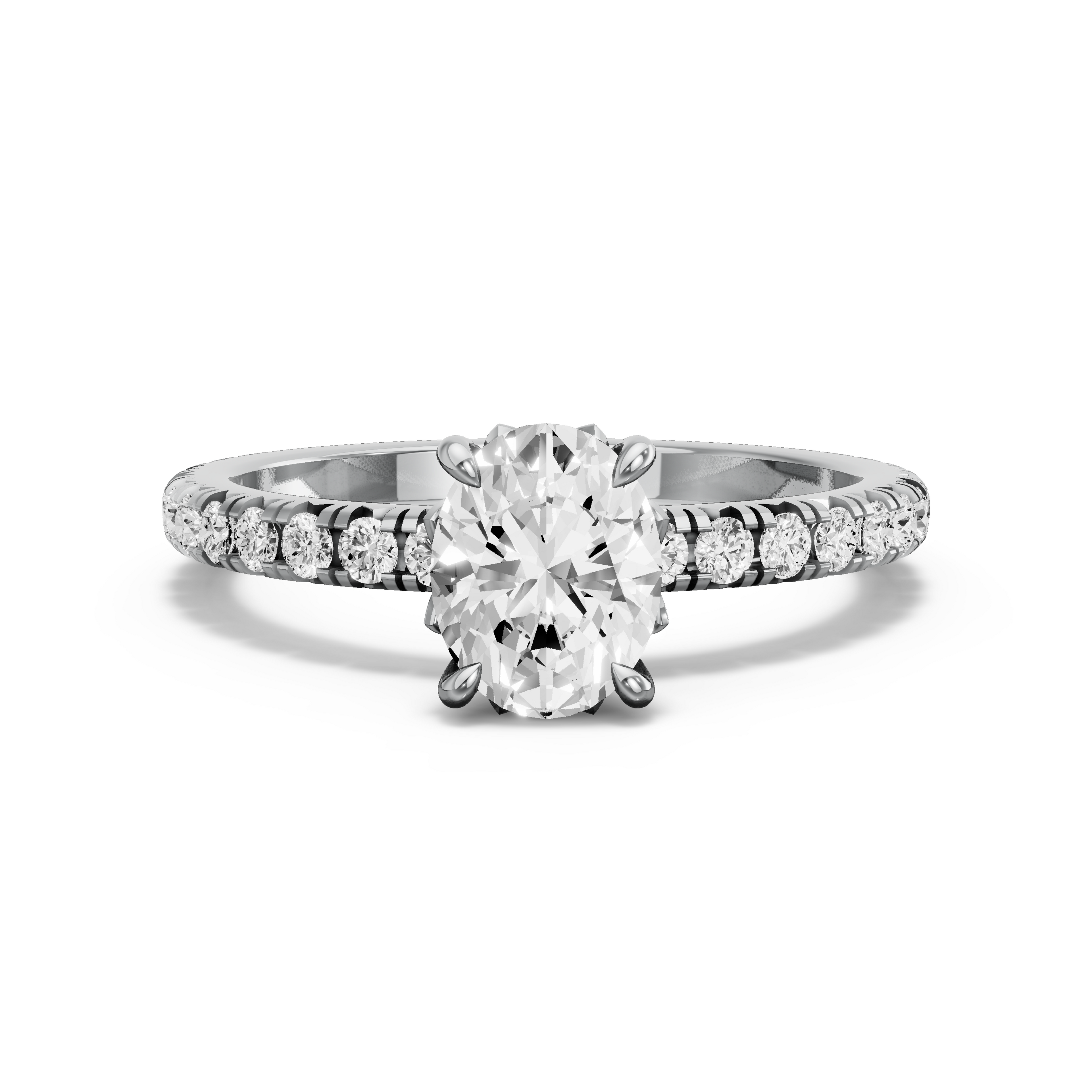 Image for Oval Lotus Basket Ring with French Pave band