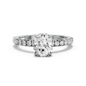 Image for Oval Lotus Basket Ring with French Pave band