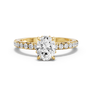 Image for Oval Lotus Basket Ring with French Pave band