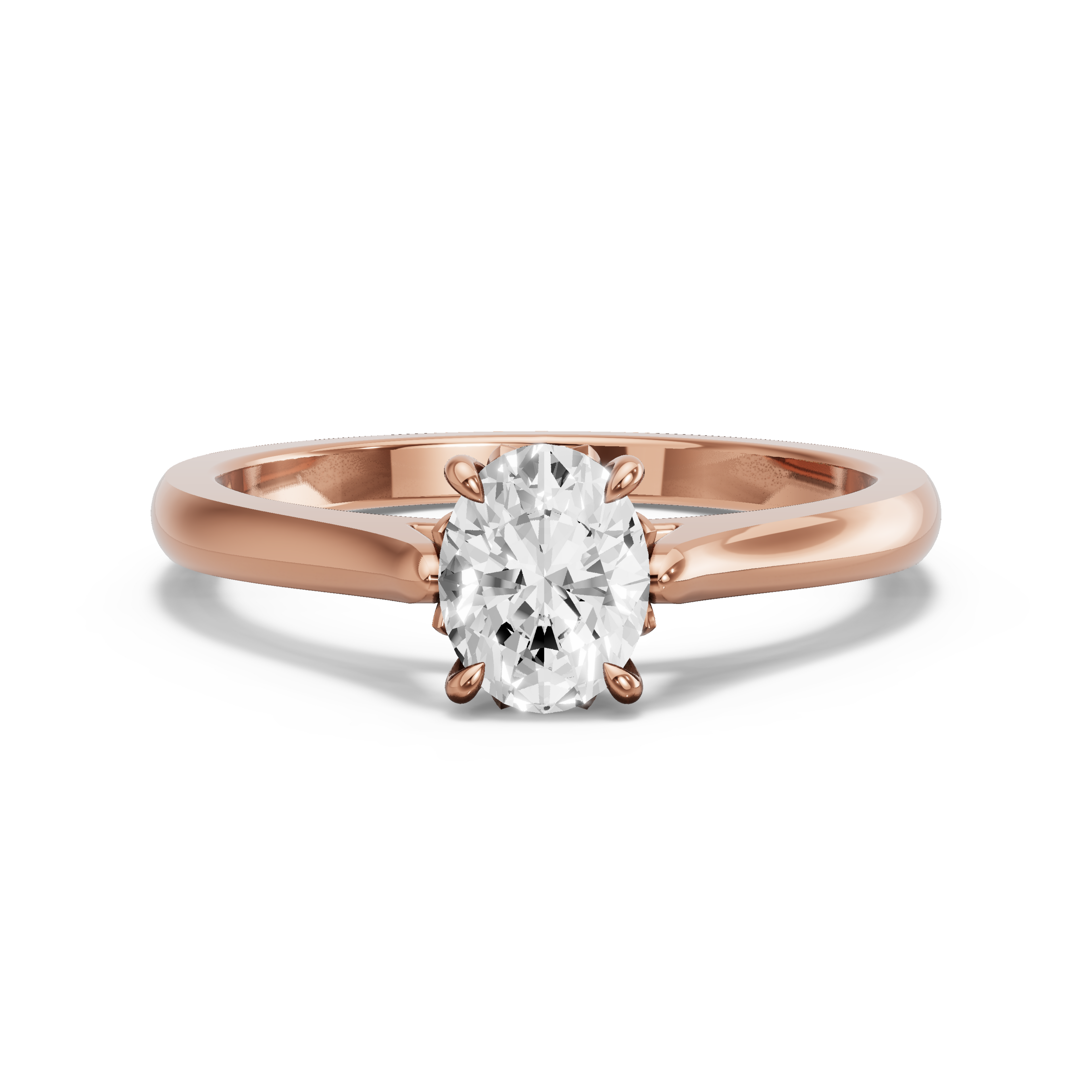 Image for Oval Lotus Basket Ring with Knife Edge Cathedral band in 10K Rose Gold