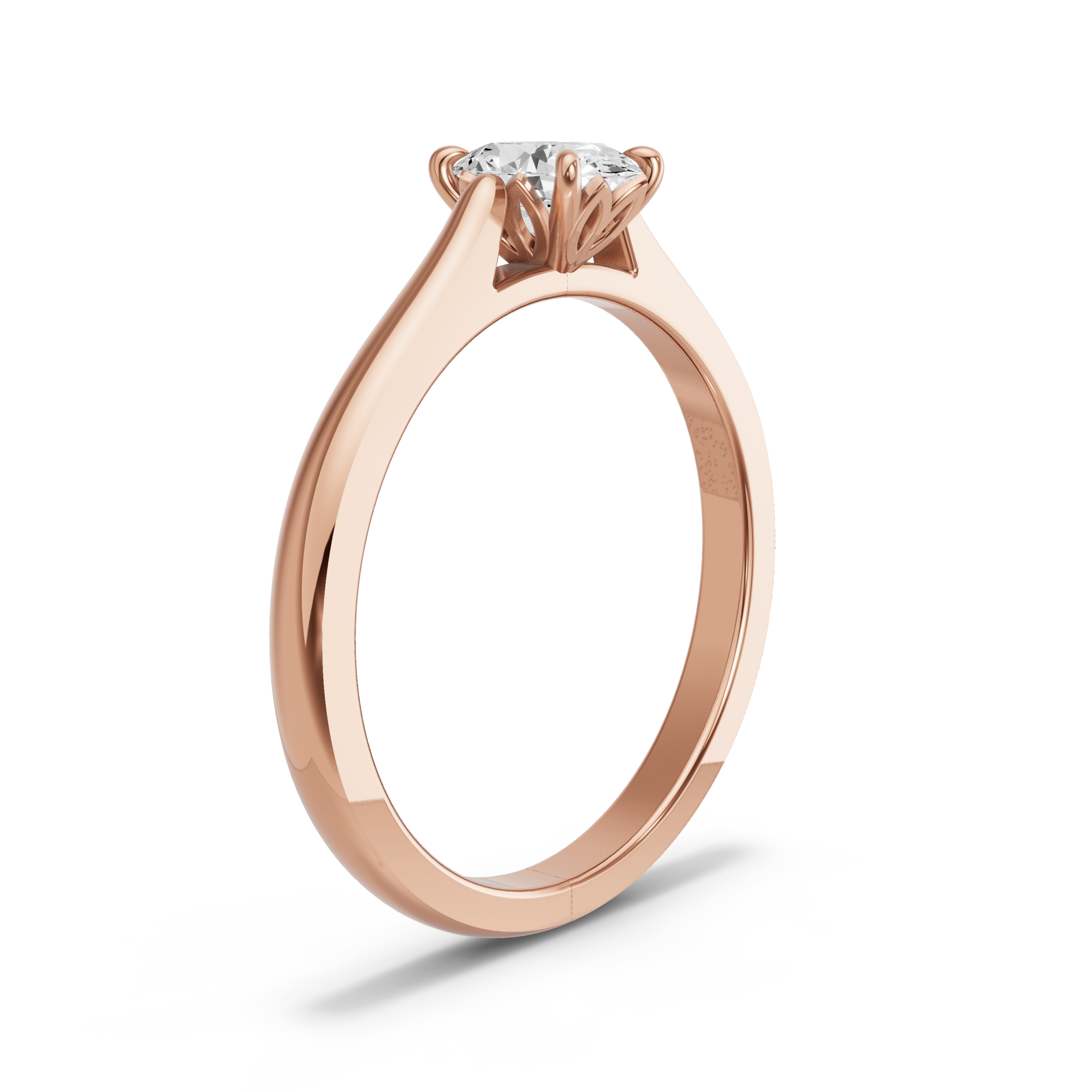 Image for Oval Lotus Basket Ring with Knife Edge Cathedral band in 14K Rose Gold