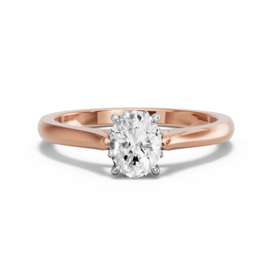 Image for Oval Lotus Basket Ring with Knife Edge Cathedral band