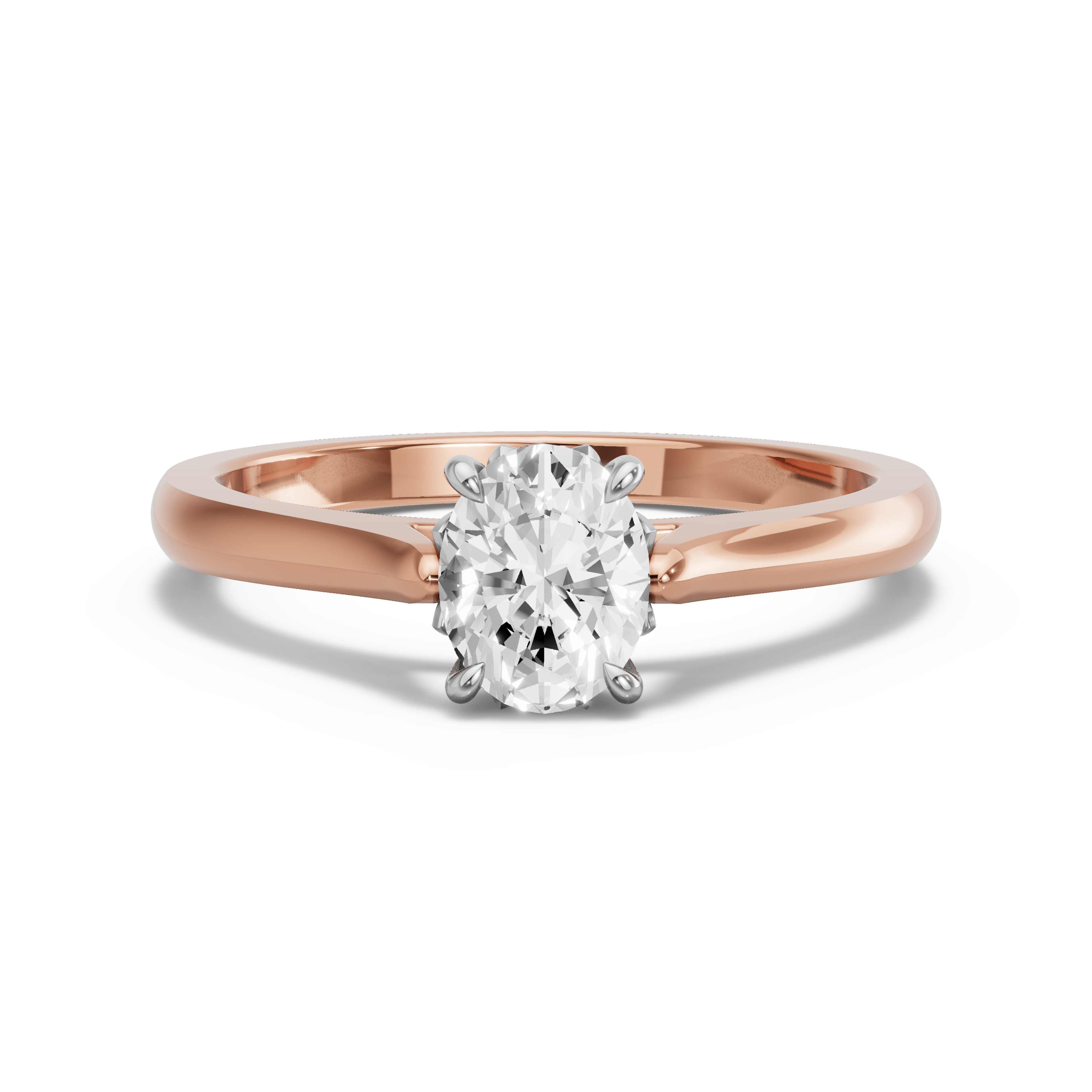 Image for Oval Lotus Basket Ring with Knife Edge Cathedral band in 18K Two Tone Rose Gold