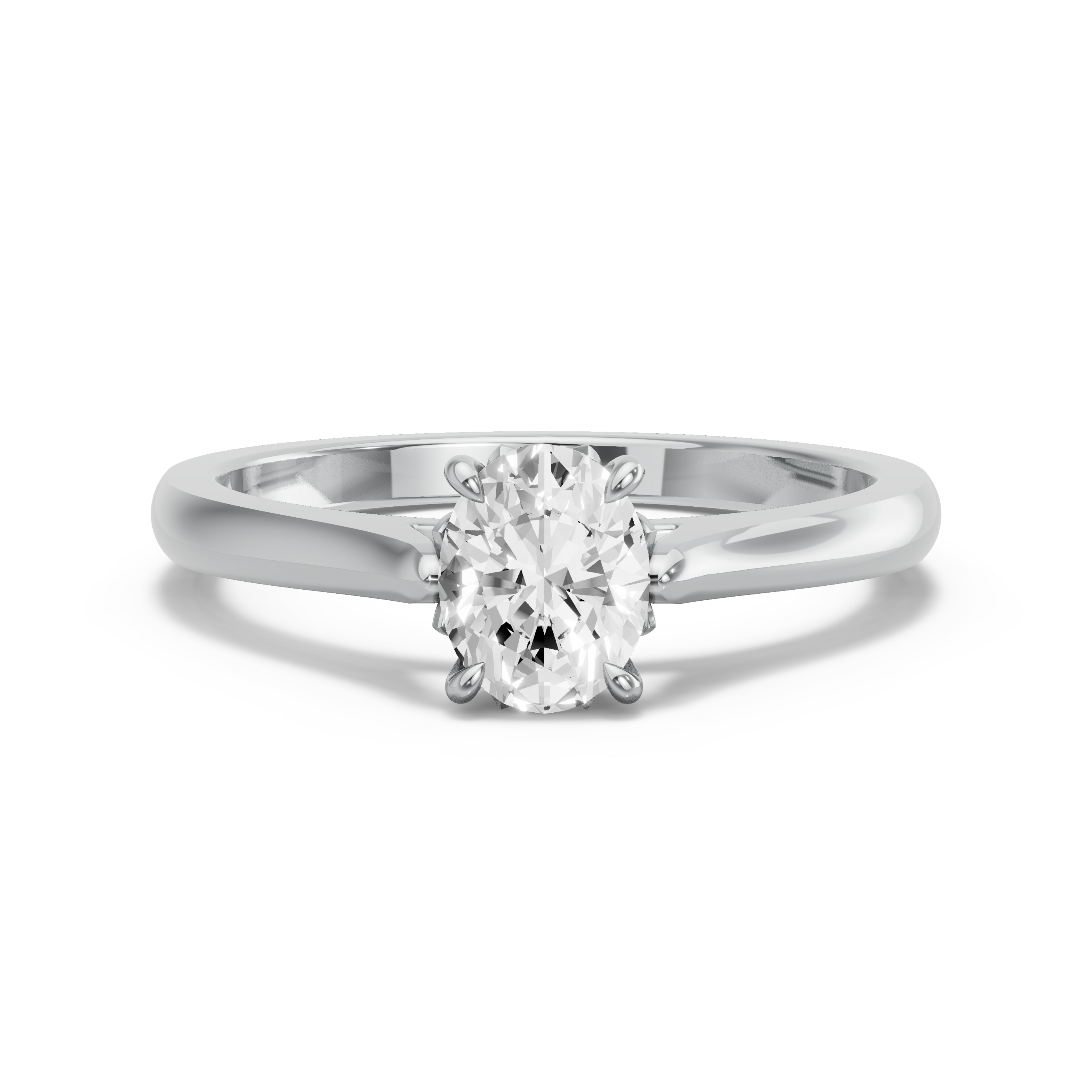 Image for Oval Lotus Basket Ring with Knife Edge Cathedral band in 10K White Gold