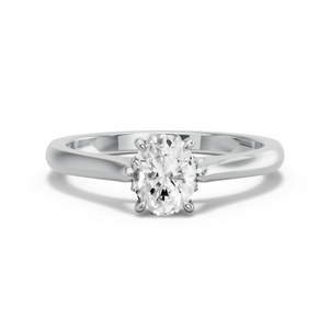 Image for Oval Lotus Basket Ring with Knife Edge Cathedral band