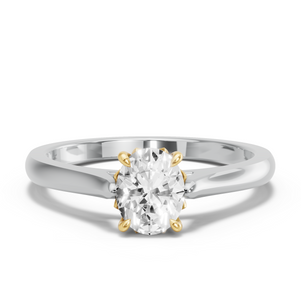 Image for Oval Lotus Basket Ring with Knife Edge Cathedral band