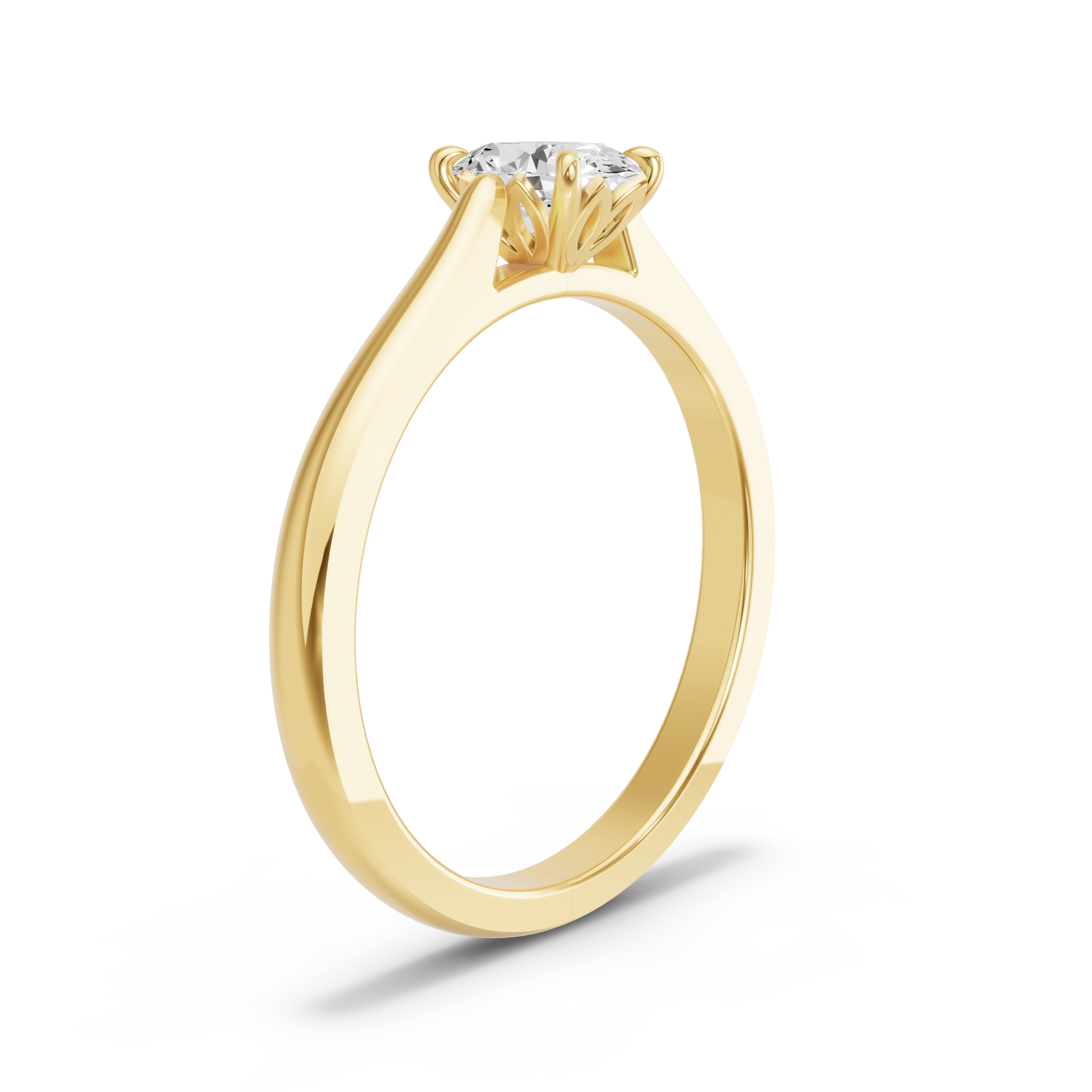 Image for Oval Lotus Basket Ring with Knife Edge Cathedral band