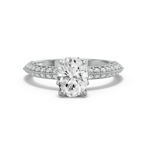 Image for Oval Lotus Basket Ring with Knife Edge Pave band