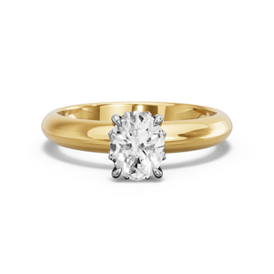 Image for Oval Lotus Basket Ring with Knife Edge Solitaire band