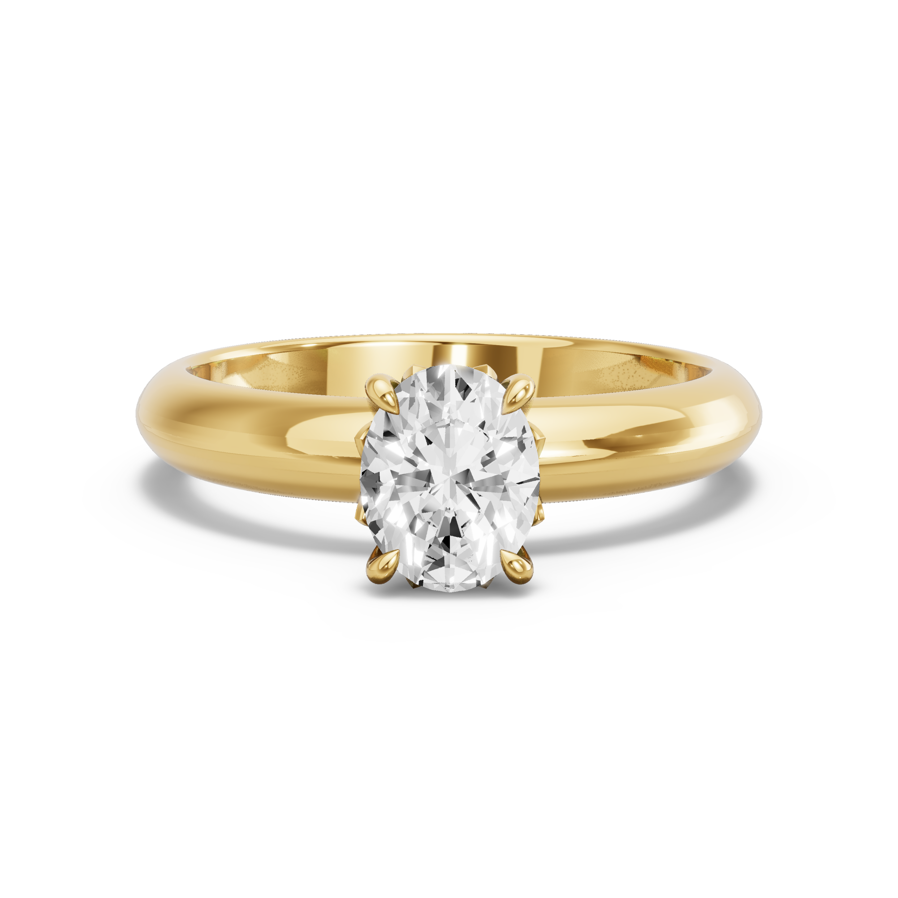 Image for Oval Lotus Basket Ring with Knife Edge Solitaire band