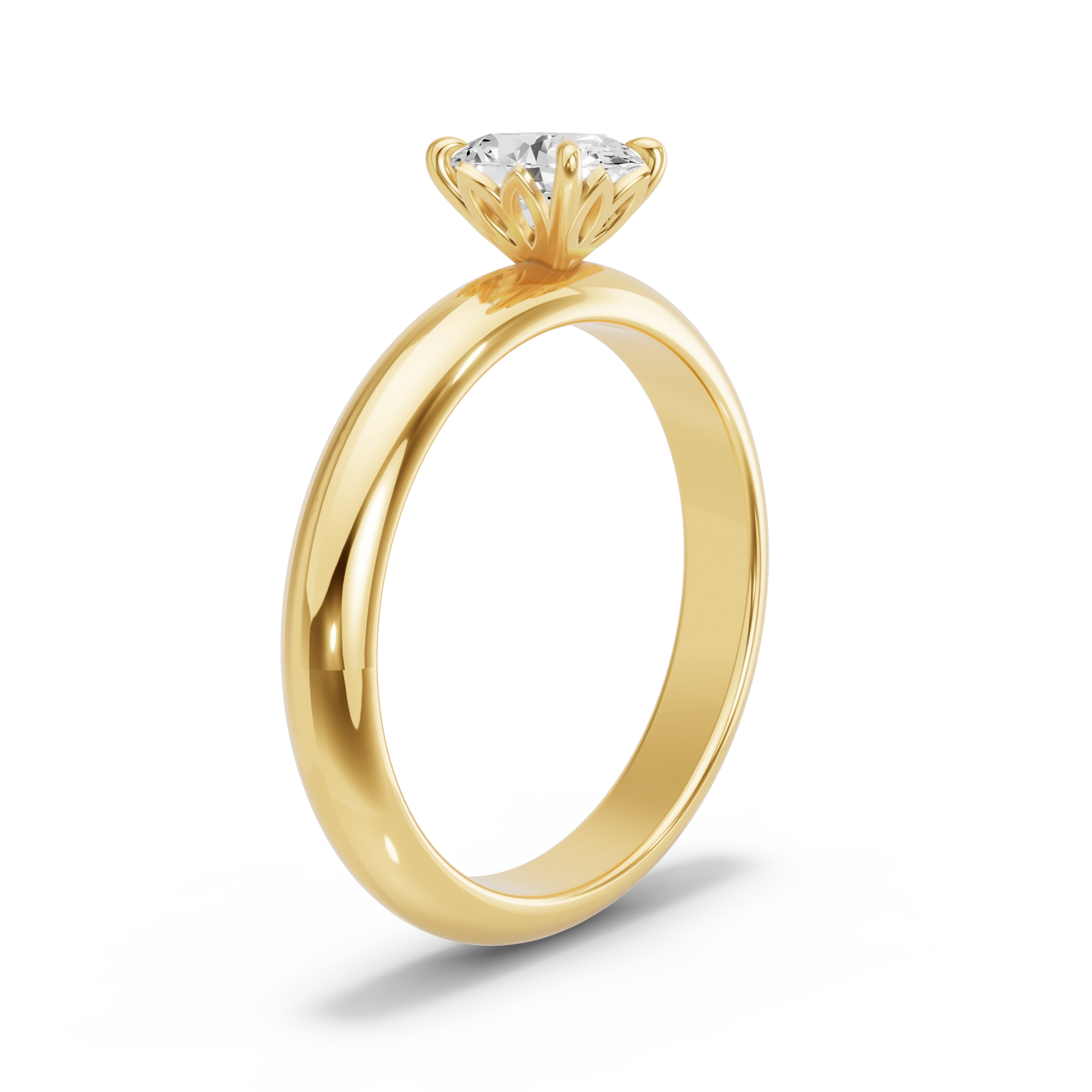 Image for Oval Lotus Basket Ring with Knife Edge Solitaire band