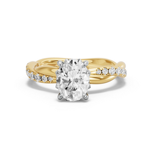 Image for Oval Lotus Basket Ring with Rope Pave band