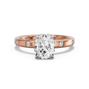 Image for Oval Lotus Basket Ring with Sleek Accent band
