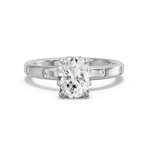 Image for Oval Lotus Basket Ring with Sleek Accent band