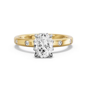 Image for Oval Lotus Basket Ring with Sleek Accent band