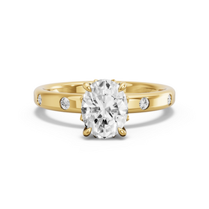 Image for Oval Lotus Basket Ring with Sleek Accent band