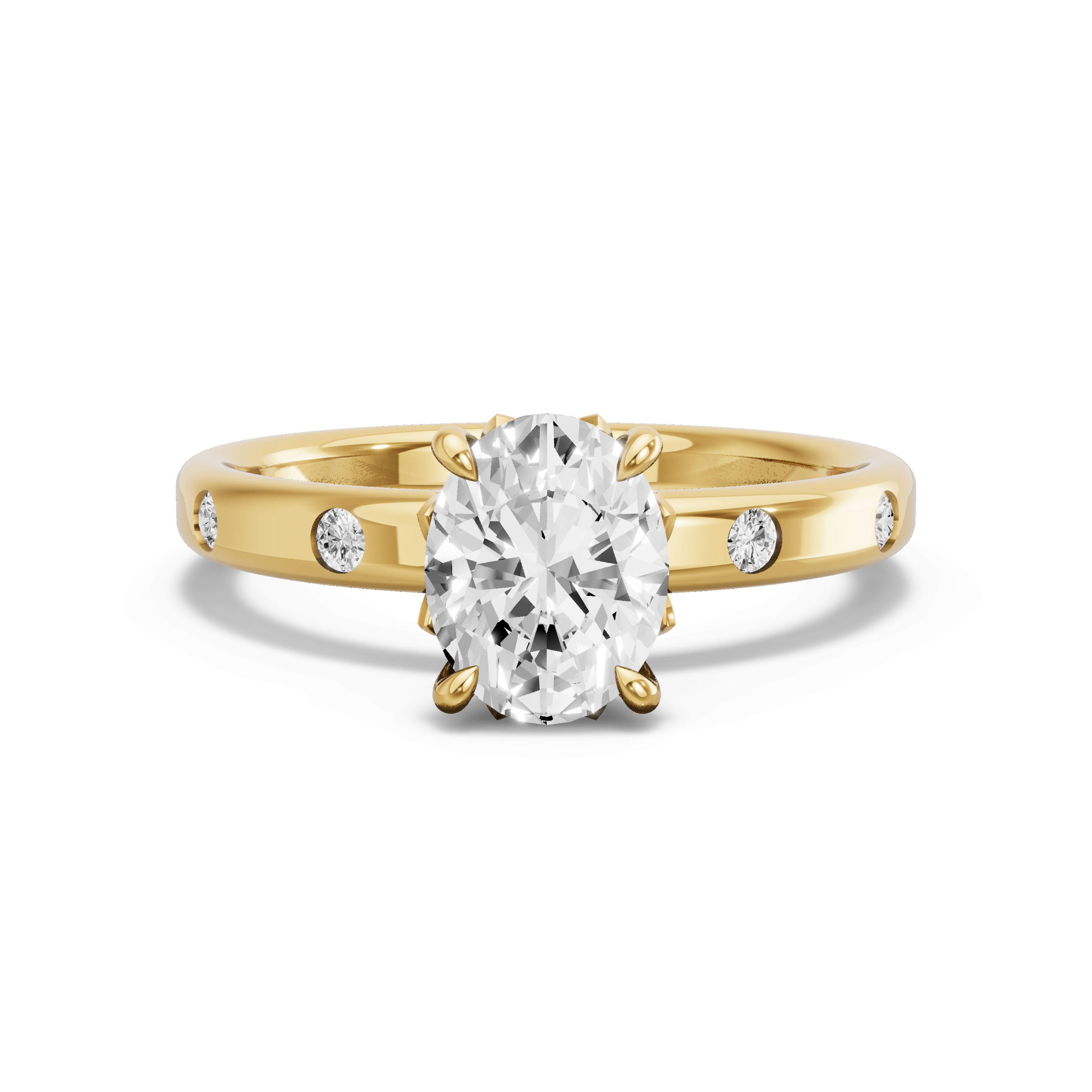 Image for Oval Lotus Basket Ring with Sleek Accent band in 18K Yellow Gold