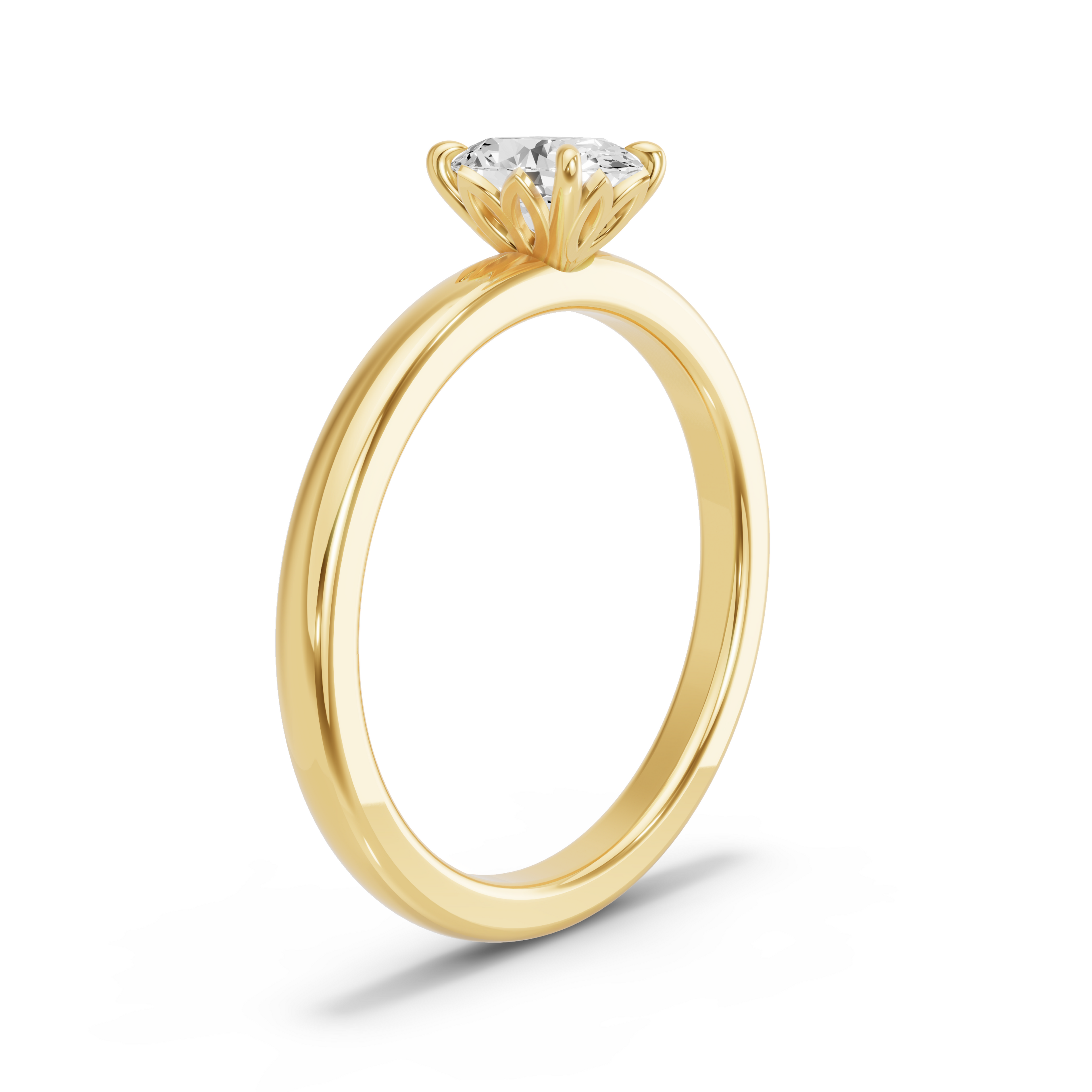 Image for Oval Lotus Basket Ring with Solitaire band in 18K Yellow Gold
