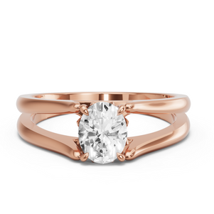 Image for Oval Lotus Basket Ring with Split Ring Solitaire band