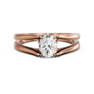 Image for Oval Lotus Basket Ring with Split Ring Solitaire band