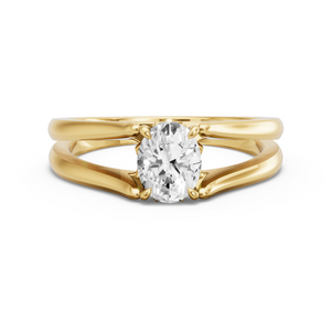 Image for Oval Lotus Basket Ring with Split Ring Solitaire band