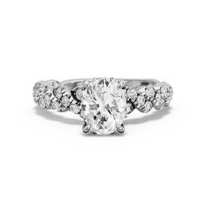 Image for Oval Lotus Basket Ring with Twist Pave band