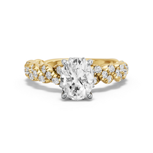 Image for Oval Lotus Basket Ring with Twist Pave band