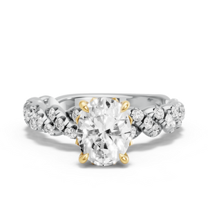 Image for Oval Lotus Basket Ring with Twist Pave band