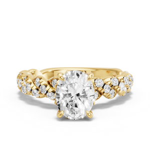 Image for Oval Lotus Basket Ring with Twist Pave band