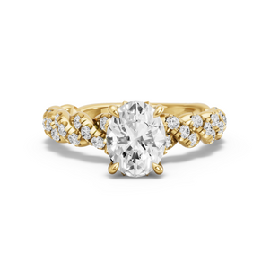 Image for Oval Lotus Basket Ring with Twist Pave band