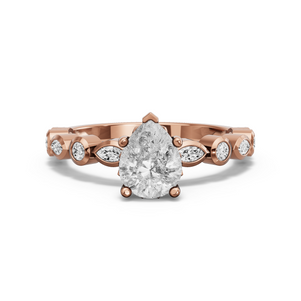 Image for Pear Lotus Basket Ring with Alternating Marquise band