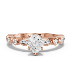 Image for Pear Lotus Basket Ring with Alternating Marquise band