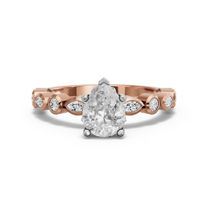 Image for Pear Lotus Basket Ring with Alternating Marquise band
