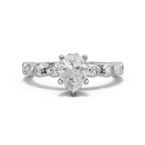 Image for Pear Lotus Basket Ring with Alternating Marquise band in 950 Platinum