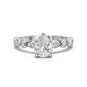 Image for Pear Lotus Basket Ring with Alternating Marquise band