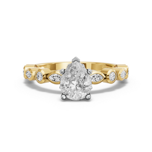 Image for Pear Lotus Basket Ring with Alternating Marquise band