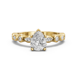 Image for Pear Lotus Basket Ring with Alternating Marquise band