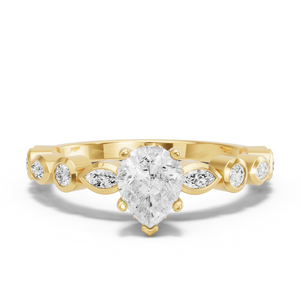 Image for Pear Lotus Basket Ring with Alternating Marquise band