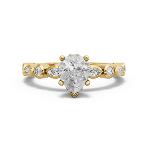 Image for Pear Lotus Basket Ring with Alternating Marquise band in 18K Yellow Gold