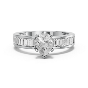 Image for Pear Lotus Basket Ring with Baguette Channel band