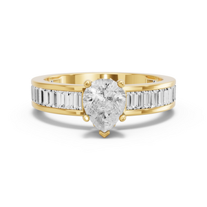 Image for Pear Lotus Basket Ring with Baguette Channel band